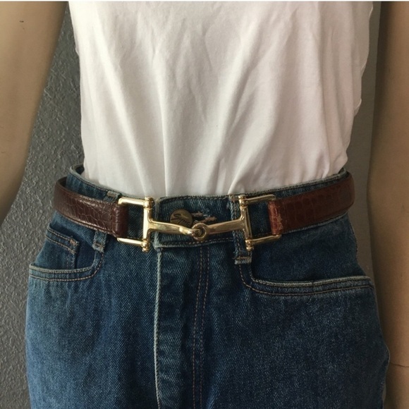 Italian Embossed croco brown, gold belt size:S/M - Picture 3 of 16